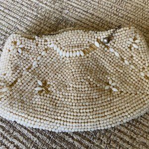 Vintage * Small BEADED Coin PURSE * circa '30s * strap to slide hand in back